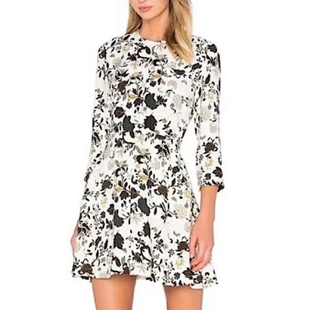 ✨ A.L.C. Terry 3/4-Sleeve Floral Silk Dress long sleeve short